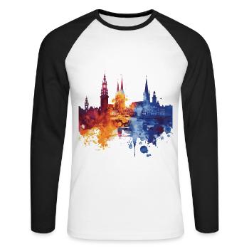 Hoogeveen - Unisex Baseballshirt langarm - Weiß/Schwarz - Vorne - Nik (191cm)