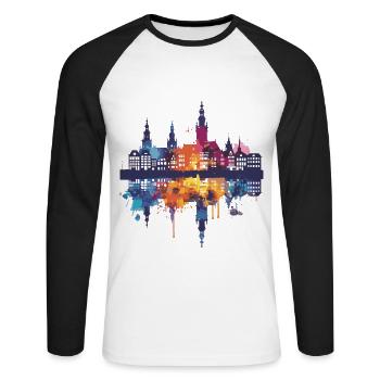 Schiedam - Unisex Baseballshirt langarm - Weiß/Schwarz - Vorne - Nik (191cm)