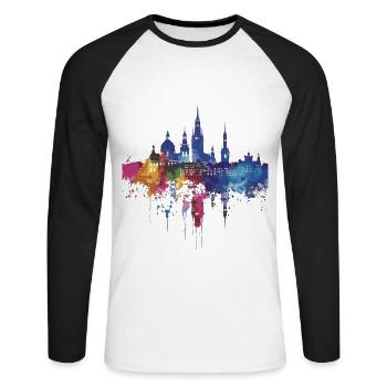 Ratibor - Unisex Long Sleeve Baseball T-Shirt - white/black - Front - Nik (191cm)