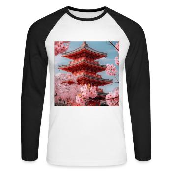 Japan - Unisex Long Sleeve Baseball T-Shirt - white/black - Front - Nik (191cm)