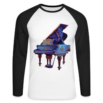 Piano - T-shirt baseball manches longues Homme - blanc/noir - Devant - Nik (191cm)
