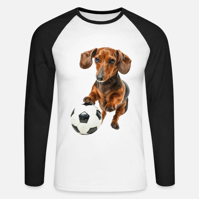 Dackel - Unisex Baseballshirt langarm - Weiß/Schwarz