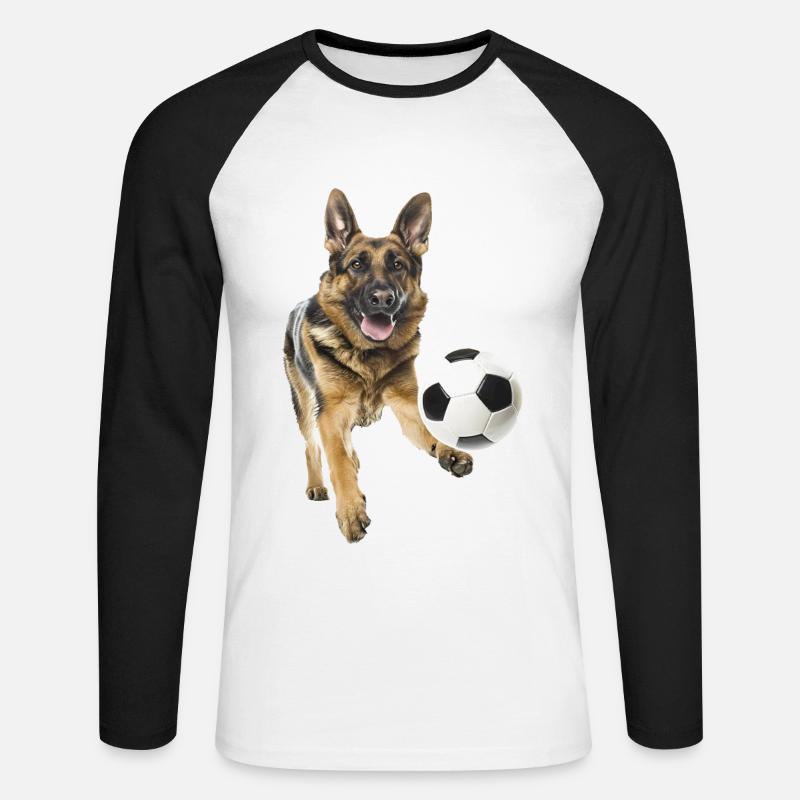 Deutscher Schäferhund - Unisex Baseballshirt langarm - Weiß/Schwarz
