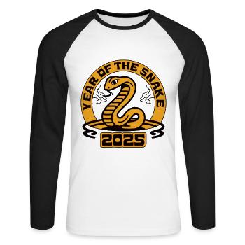 Chinesisches Jahr 2025 Jahr der Schlange - Unisex Baseballshirt langarm - Weiß/Schwarz - Vorne - Nik (191cm)