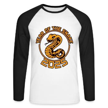 Chinesisches Jahr 2025 Jahr der Schlange - Unisex Baseballshirt langarm - Weiß/Schwarz - Vorne - Nik (191cm)