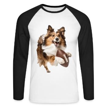 Shetland Sheepdog - Unisex Long Sleeve Baseball T-Shirt - white/black - Front - Nik (191cm)