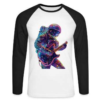 Guitare astronaute - T-shirt baseball manches longues Homme - blanc/noir - Devant - Nik (191cm)
