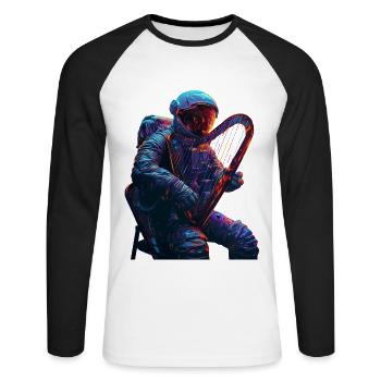 Astronaut Harfe - Unisex Baseballshirt langarm - Weiß/Schwarz - Vorne - Nik (191cm)