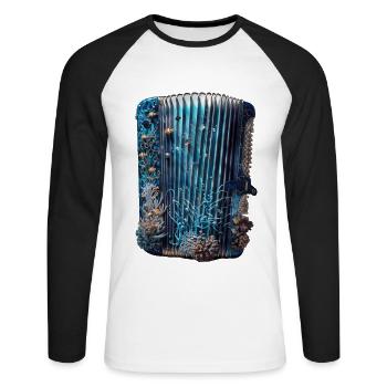 Accordéon de poisson - T-shirt baseball manches longues Homme - blanc/noir - Devant - Nik (191cm)