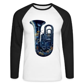 Tuba de poisson - T-shirt baseball manches longues Homme - blanc/noir - Devant - Nik (191cm)