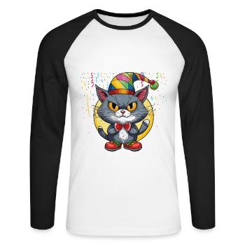 Karneval Kostüm Fasching Fastnacht - Unisex Baseballshirt langarm - Weiß/Schwarz - Vorne - Nik (191cm)