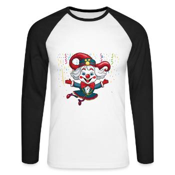 Karneval Kostüm Fasching Fastnacht - Unisex Baseballshirt langarm - Weiß/Schwarz - Vorne - Nik (191cm)
