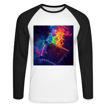 Accordéon - T-shirt baseball manches longues Homme - blanc/noir - Devant - Nik (191cm)