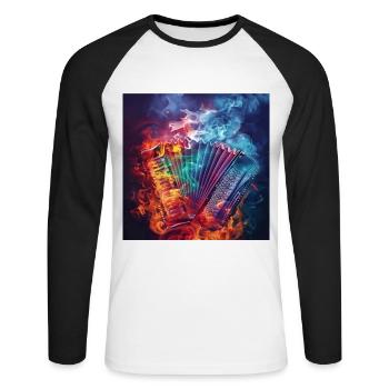 Accordéon - T-shirt baseball manches longues Homme - blanc/noir - Devant - Nik (191cm)
