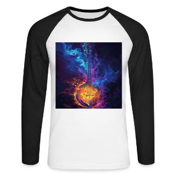 Banjo - Unisex Long Sleeve Baseball T-Shirt - white/black - Front - Nik (191cm)