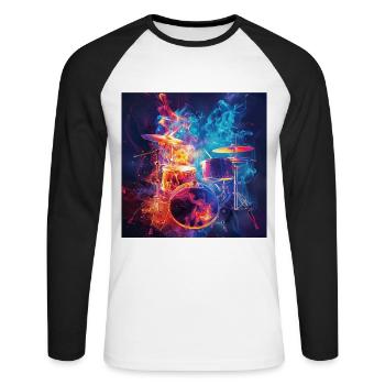 Percussion - Unisex Long Sleeve Baseball T-Shirt - white/black - Front - Nik (191cm)