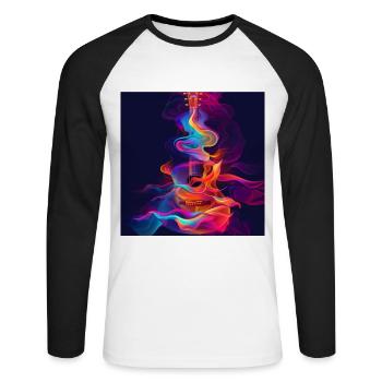 Guitare - T-shirt baseball manches longues Homme - blanc/noir - Devant - Nik (191cm)