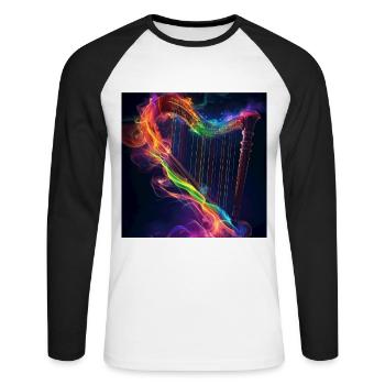 Harfe - Unisex Baseballshirt langarm - Weiß/Schwarz - Vorne - Nik (191cm)
