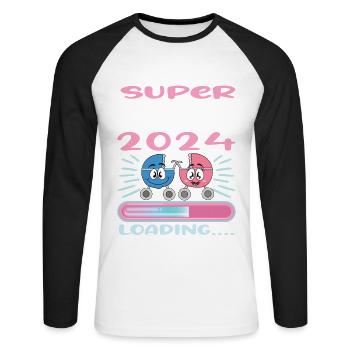 Zia 2024 Loading Aunt 2024 - Unisex Long Sleeve Baseball T-Shirt - white/black - Front - Nik (191cm)
