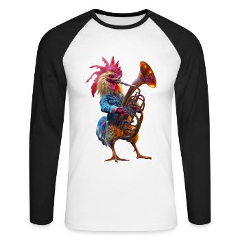 Tuba Coq - T-shirt baseball manches longues Homme - blanc/noir - Devant - Nik (191cm)