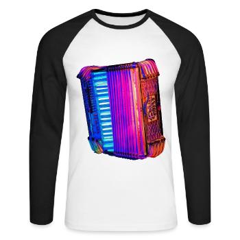 accordéon - T-shirt baseball manches longues Homme - blanc/noir - Devant - Nik (191cm)