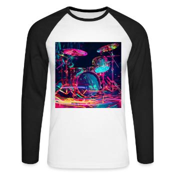 Percussion - Unisex Long Sleeve Baseball T-Shirt - white/black - Front - Nik (191cm)