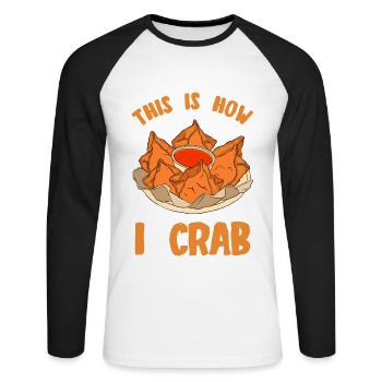 Crab Rangoon Asia Food - Unisex Long Sleeve Baseball T-Shirt - white/black - Front - Nik (191cm)