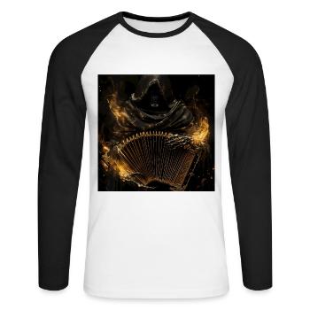 Akkordeon - Unisex Baseballshirt langarm - Weiß/Schwarz - Vorne - Nik (191cm)