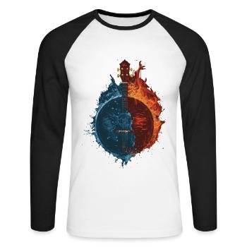 Banjo - Unisex Baseballshirt langarm - Weiß/Schwarz - Vorne - Nik (191cm)