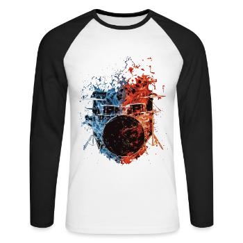 Schlagzeug - Unisex Baseballshirt langarm - Weiß/Schwarz - Vorne - Nik (191cm)