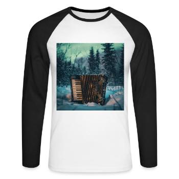 Akkordeon - Unisex Baseballshirt langarm - Weiß/Schwarz - Vorne - Nik (191cm)