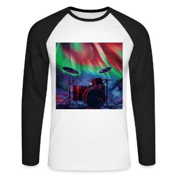 Schlagzeug - Unisex Baseballshirt langarm - Weiß/Schwarz - Vorne - Nik (191cm)