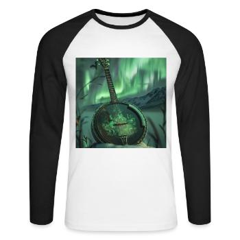 Banjo - Unisex Baseballshirt langarm - Weiß/Schwarz - Vorne - Nik (191cm)