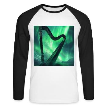 Harfe - Unisex Baseballshirt langarm - Weiß/Schwarz - Vorne - Nik (191cm)