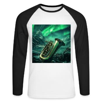 Tuba - Unisex Baseballshirt langarm - Weiß/Schwarz - Vorne - Nik (191cm)