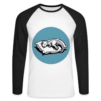Sleepysaurus Official Sleep Outfit Chemise de nuit - T-shirt baseball manches longues Homme - blanc/noir - Devant - Nik (191cm)