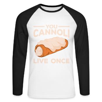 Cannoli Cannolo - Unisex Long Sleeve Baseball T-Shirt - white/black - Front - Nik (191cm)