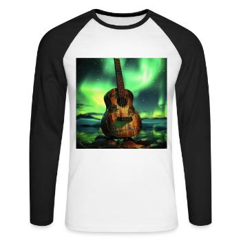 Ukulele - Unisex Baseballshirt langarm - Weiß/Schwarz - Vorne - Nik (191cm)