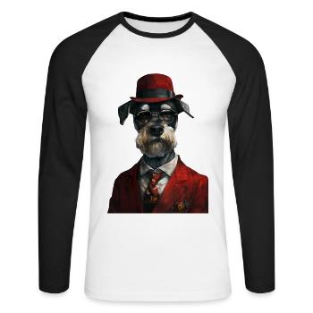 Schnauzer - Unisex Baseballshirt langarm - Weiß/Schwarz - Vorne - Nik (191cm)