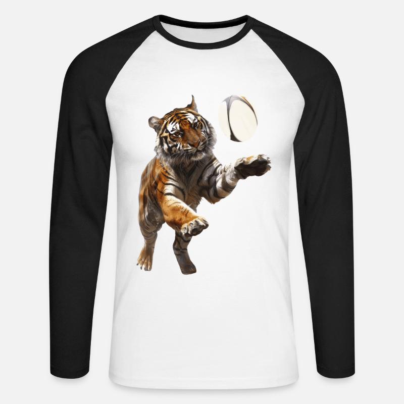 Tiger - Unisex Baseballshirt langarm - Weiß/Schwarz