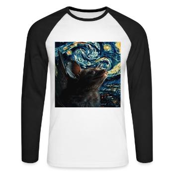 Schläger - Unisex Baseballshirt langarm - Weiß/Schwarz - Vorne - Nik (191cm)