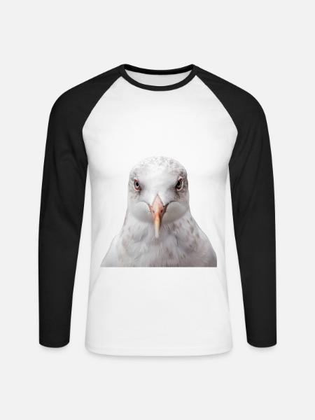 Möwe - Unisex Baseballshirt langarm - Weiß/Schwarz