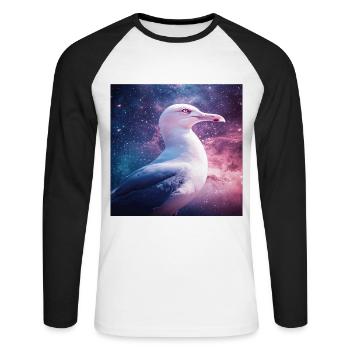 Möwe - Unisex Baseballshirt langarm - Weiß/Schwarz - Vorne - Nik (191cm)