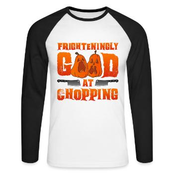 Halloween Butcher Halloween Butcher - Unisex Long Sleeve Baseball T-Shirt - white/black - Front - Nik (191cm)