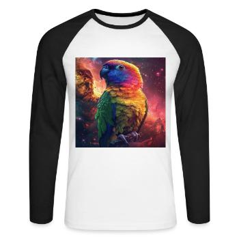 Sittiche - Unisex Baseballshirt langarm - Weiß/Schwarz - Vorne - Nik (191cm)
