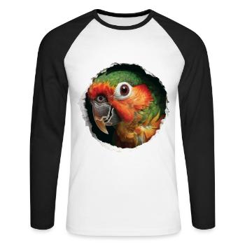 Sittiche - Unisex Baseballshirt langarm - Weiß/Schwarz - Vorne - Nik (191cm)