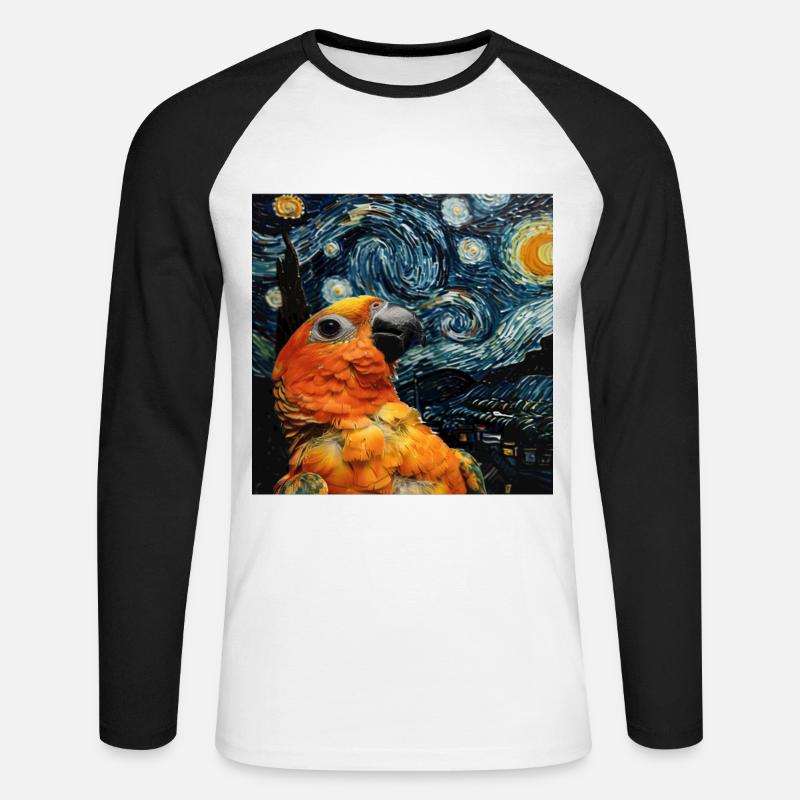Sittiche - Unisex Baseballshirt langarm - Weiß/Schwarz