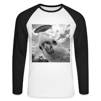 Sittiche - Unisex Baseballshirt langarm - Weiß/Schwarz - Vorne - Nik (191cm)
