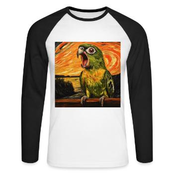 Sittiche - Unisex Baseballshirt langarm - Weiß/Schwarz - Vorne - Nik (191cm)