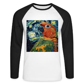 Sittiche - Unisex Baseballshirt langarm - Weiß/Schwarz - Vorne - Nik (191cm)